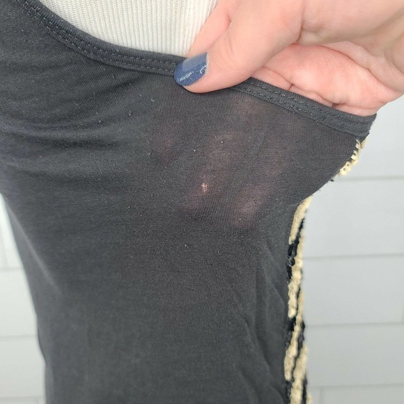 J. Crew Tank Top Black Beige Sequin Small Stripe Soft Modal Shirt Sparkle #44184 - Picture 8 of 11